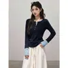 Confortável blusa Henley de manga comprida, estilo duas peças, em tecido escovado e artificial, para mulheres, corte justo, elástica, com blocos de cor, camiseta de base para primavera/outono