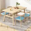 Mesa de comedor simple y moderna para apartamentos pequeños, adecuada para uso doméstico, restaurantes de comida rápida y espacios comerciales; mesa rectangular para propiedades de alquiler