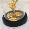 Nova Tampa de Vidro Luminosa Flor Artificial Rosa Flor Eterna Decoração Folha de Ouro Flor de Sabão Presente Ornamento LED de Mesa