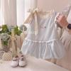 Vestido Dulce de Niña Verano Lazo Dulce Cuadros Azules y Blancos Niña Bebé Lindo Chaleco Capullo de Flor Vestido de Princesa