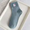 Meias Personalizadas Transfronteiriças para Mulheres, Meias de Cano Médio Outono e Inverno, Bordado Fofo de Cachorrinho em Desenho Animado, Meias de Algodão Absorventes de Suor e Resistentes a Odores Venda por Atacado