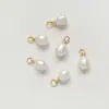 Perlas de Agua Dulce Naturales Chapadas en Oro de 18 Quilates, Cuentas Blancas en Forma de Botón, Colgantes para Manualidades Hechas a Mano con Cuentas en Forma de Gota Pequeña