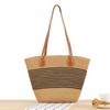 Bolsa Tote Listrada de Grande Capacidade Dropshipping, Bolsa Artesanal de Alta Qualidade, Bolsa Feminina Versátil para Férias à Beira-Mar