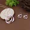 Conjunto de Brincos Pingente de Rosa Esmaltado Vazado Transfronteiriço Conjunto Colar de Rosa de Alta Qualidade Moda Feminina