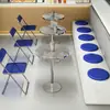 Envío Gratis, Mesas y Sillas para Tienda de Té con Leche de Lujo Ligero, Sillas Plegables de Diseñador Famosas en Internet, Mesa Redonda Pequeña de Estilo Minimalista, Cabina de Mesa de Acero Inoxidable