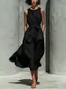 2026 Nuevo Vestido sin Mangas Transfronterizo Más Vendido en Amazon con Cuello Redondo, Cintura de Corbata, Dobladillo Irregular y Falda Larga