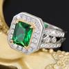 Anillo con incrustaciones cuadradas de estilo nuevo de Cao Shi para mujer, ligero, de lujo, de alta calidad, elegante, para banquetes, bodas, joyería de moda.
