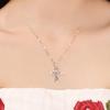 Colgante de cruz de plata S925 chapada en cadena de clavícula, joyería de plata para mujer, collar de cruz con alas de ángel, entrega de una sola pieza