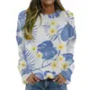 Comércio Exterior Amazon Outono e Inverno 2023 Europa e Estados Unidos Transfronteiriço Natal Roupas Femininas Novo Amazon Suéter de Gola Redonda com Mangas Longas Estampado
