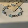 Pulsera Rosa Cristalina Femenina, Calcedonia Azul Fresca y Dulce, Pulsera Apilable para Mujeres, Regalo para Mejor Amiga