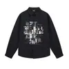 Camisa de manga larga holgada de estilo oscuro y moderno para hombre, con estampados creativos de graffiti de retratos, diseño de cuello casual, adecuada para primavera y otoño, con una estética japonesa