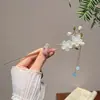 Super fada doce flor de pêssego franja de cabelo grampo de cabelo para a parte de trás da cabeça da menina acessórios de cabelo para roupas chinesas adorno de cabeça atacado