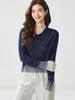 Suéter de Cashmere Feminino Céu Estrelado Degradê Gola V Camada Interna Malha Quente Moda Casual Elegante Amigo da Pele Camada Base Tricô