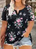 Camiseta de Manga Corta para Mujer Talla Grande Estilo Étnico Estampada de Moda V-Neck Comercio Exterior Sitio Independiente de Amazon Europeo y Americano Primavera/Verano 2026