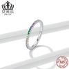Anillo de plata de ley S925 con diseño de arcoíris y circonitas de color para mujer, original, de comercio exterior transfronterizo, pulsera de moda sencilla BSR168