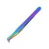 Pinzas para Pestañas Postizas de Punto de Fábrica Pinzas para Pestañas Postizas Graftadas Pinzas Hermosas para Pestañas Pinza de Pluma Dorada Floreciente Rizador de Pestañas Estilo Titanio de Color
