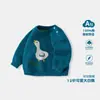 Suéter de punto grande y lindo de ganso blanco para bebé Suéter de punto de otoño para bebé Clase A Cómodo Suave Ropa exterior para niños y niñas