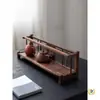 Juego de té de madera maciza de nogal negro norteamericano, soporte para tazas de té, estante de almacenamiento para tetera de arcilla púrpura, exhibición de mesa, estante de exhibición antiguo, estante de almacenamiento