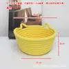 Caixa de armazenamento artesanal de corda de algodão simples com design fofo de cabeça de gato para organizar batom, cosméticos e material de escritório na mesa