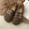 Zapatos peludos de diseño único, con suela gruesa, que aumentan la altura, para otoño e invierno, nuevo estilo 2026, forrados de felpa, cálidos y adecuados para mujeres embarazadas