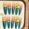 Uñas Azules Francesas Hechas a Mano Portátiles al por Mayor Lujo Accesible Parches para Manicura Degradada 10 Piezas Mariposa Perla Manicura Uñas Portátiles