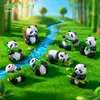 Figura Grande e Fofa de Panda de Bambu para Micro-Paisagens, Acessório Pendurado para Decoração de Jardim DIY, Ornamento de Mesa