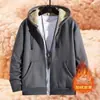 Outono e inverno novo cordeiro veludo quente suéter masculino cardigan com capuz zíper all-match casual lã forrado casaco grosso