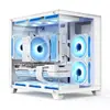 Caja de computadora de escritorio Hantek S920 versión panorámica vista al mar en blanco y negro, adecuada para uso doméstico y de oficina, caja vacía