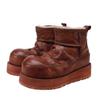 Botas de Nieve con Piel Integrada para Mujer 2025 Otoño e Invierno Nuevo Estilo Botas Cortas de Algodón Lavado de Piel de Vaca Mangas Calientes Botas Cortas de Lana