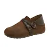 Mules para mujer, zapatos planos para persona perezosa, 2026, retro, suela gruesa, tira con hebilla, aumento de altura oculto, uso bidireccional, sin cordones, otoño, versátil