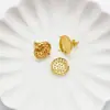 Brincos de Chuveiro com Disco de Agulha Gravado 925 Prata Esterlina Imitação, Preservação da Cor, Preenchidos com Ouro 18K, com Tampões de Orelha, Acessórios de Joias Artesanais DIY