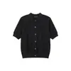 Cardigan de punto abotonado estilo retro americano, cuello camisero, manga corta, unisex, verano, holgado, versátil, simple, casual, para el trabajo, camiseta