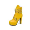 Botas curtas com rebites, de salto alto, tamanho grande, plataforma impermeável, botas femininas, estilo europeu e americano 3996