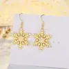 Pendientes de Navidad Nuevos de Plata de Ley Transfronterizos Europeos y Americanos Diseño de Nicho Elegantes Versátiles Copo de Nieve Exquisitos Pendientes de Moda para Mujeres