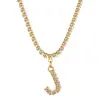 Collar de 26 Letras con Chapado de Cobre Nuevo Europeo y Americano, Diamante Completo, Cadena para Clavícula con Pedrería Brillante Hip Hop, Joyería de Moda Transfronteriza