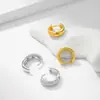 Beleza Borda Prateada Europeia e Americana Transfronteiriça Novos Brincos Elegantes com Micro Zircônia Incrustada para Mulheres com Acessórios de Orelha em Forma de C de Alta Qualidade Presilhas de Orelha com Diamantes