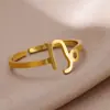 Anel simples novo de aço inoxidável com símbolo das 12 constelações anel de pedra de aniversário anel aberto anel de cauda conjunto