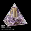Transfronterizo 6cm Cristal Natural Letra Dorada Adorno Decorativo de Escritorio para el Hogar Pirámide de Resina para Chakra Yoga Meditación