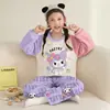 Pijama Infantil Outono e Inverno Espessado Gola Redonda Flanela Roupa Familiar Menina Mãe-Filha Conjunto de Roupas para Casa Veludo Coral