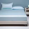 Sábana Bajera Ajustada de Tencel de Color Sólido, Pieza Única de Lyocell, Protector de Colchón Enfriador para Dormir Desnudo, Sábana de Cama de Cobertura Total, Ropa de Cama Antideslizante