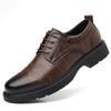 Sapatos de Couro Wenzhou 2025 Outono Marrom Sapatos de Casamento para Noivo Novos Sapatos Masculinos Sapatos Derby Retrô de Negócios Sapatos Formais de Couro