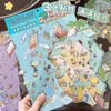 Pegatinas de paisajismo de tres capas con dibujos animados, creativas y lindas, escenas en miniatura tridimensionales en 3D, collage de cuentas de mano, pegatinas de bricolaje de descompresión