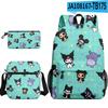 Mochila Kuromi con perímetro impreso en 3D de Sanrio, bolso, bolso, cartera, conjunto de tres piezas