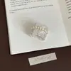 Anillo Ancho Plegado con Textura de Perla de Piedra Natural de Diseño de Nicho para Mujer, Anillo de Moda de Lujo Ligero Vintage