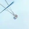 Collar de Plata de Ley 925 con un Solo Diamante de Moissanita de un Quilate para Mujer, Collar con Colgante Cuadrado, Cadena de Clavícula de Diseño Sencillo