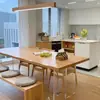 Mesa y sillas de comedor flotantes de madera maciza acrílica para espacios pequeños, escritorio de sala de estar estilo madera natural, mesa de computadora, mesa de comedor rectangular