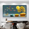 Pintura Decorativa para Restaurante Sala de Estar Sofá Mesa de Jantar Parede Quadrada Pintura Decorativa Peixe Arowana Peixe Vermelho Nove Peixes Koi Pintura em Porcelana de Cristal