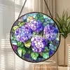 Adornos de vidrio de hoja verde y hortensia morada transfronterizos, decoraciones colgantes coloridas para el hogar, decoraciones para ventanas y capta soles para el jardín