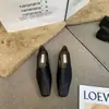 Zapatos de Primavera y Otoño 2024 Estilo Nuevo Punta Cuadrada Estampado de Leopardo Tacón Bajo Slip-On para Mujer Estilo Coreano Tacón Grueso Zapatos de Piel
