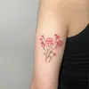 Adesivos de Tatuagem Pequenos de Flores Vermelhas Retrô, Design Degradê e Borrado, À Prova D'água de Longa Duração, Adesivos de Braço de Alta Qualidade